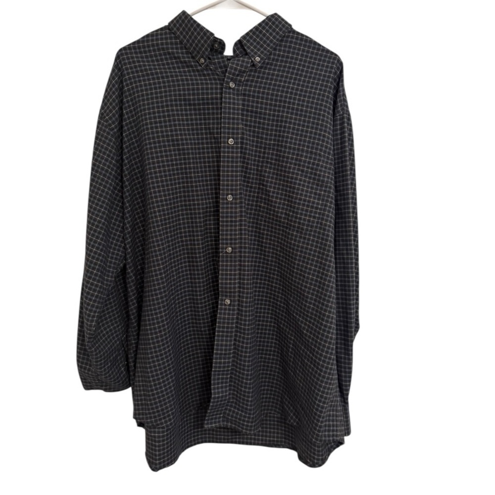 St. John’s Bay Vintage Plaid Button Down Shirt 2XL Gray Blue Flannel Style XXL